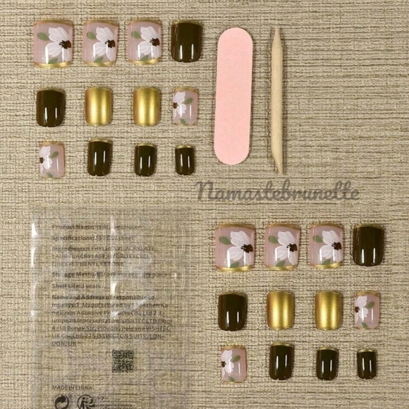 Floral French Manicure Press On Nails - Picture 5 of 7